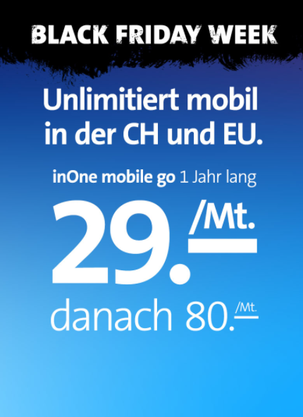Blackfriday inOne mobile go CHF 29.- für 1 Jahr